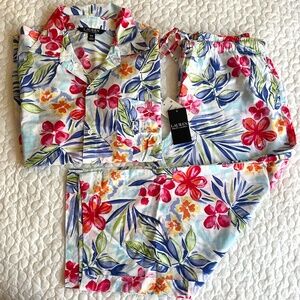 NWT Lauren Ralph Lauren Cotton Blend 2-Piece Capri Pajama Set Size S